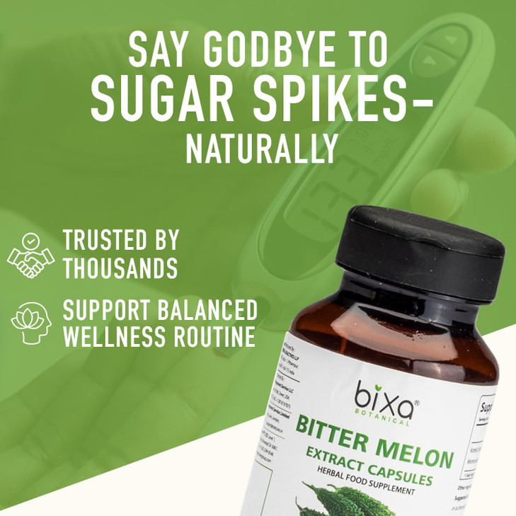 bixa BOTANICAL Bitter Melon Extract | Karela | Momordica Charantia 450 mg Vegitarian Capsules| Gluten Free, Non-GMO, Steam Sterlized, Vegan, 100% Pur