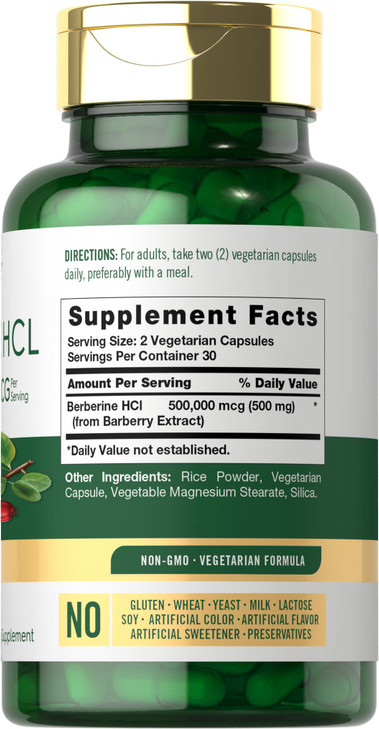 Carlyle Berberine HCL Supplement | 500,000mcg | 60 Capsules | Vegetarian, Non-GMO, Gluten Free