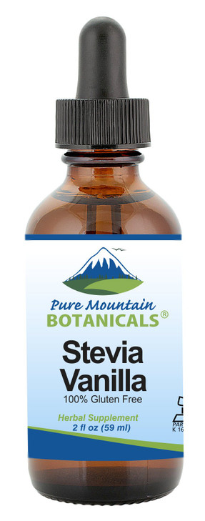 Vanilla Stevia Liquid Drops Flavored with Natural Sweet Vanilla - Alcohol Free & Kosher - 2oz Glass Bottle