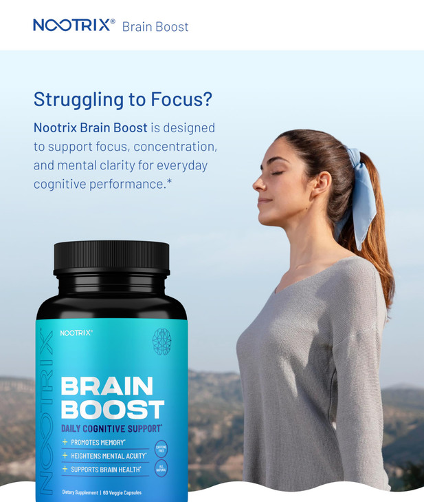 Nootrix Brain Boost Nootropic Supplement | Supports Memory, Mental Focus, Cognitive Health & Energy | Promotes Healthy Mood & Brain Function | Ginkgo