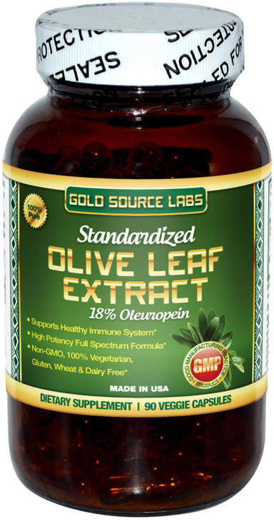 Gold Source Labs Organic Olive Leaf Extract Capsules - Pure Organic Olive Leaf Plus Standardized Oleuropein Extract, 90 Vegetarian Caps, 400 mg Maxim