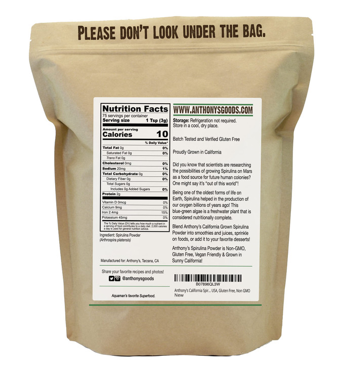 Anthony's California Spirulina Powder, 8 oz, Product of USA, Gluten Free, Non GMO