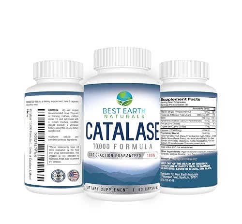 Best Earth Naturals Catalase Supplement 10,000 with Saw Palmetto, Biotin, Fo-Ti, PABA - Hair Supplements for Strong Hair - 60 Capsules
