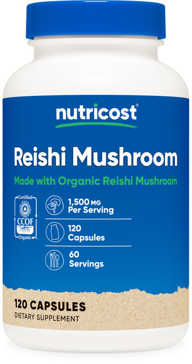 Nutricost Reishi Mushroom Capsules 1500mg, 60 Servings - CCOF Certified Made with Organic Reishi Mushroom, Vegetarian, Gluten Free, 750mg Per Capsule