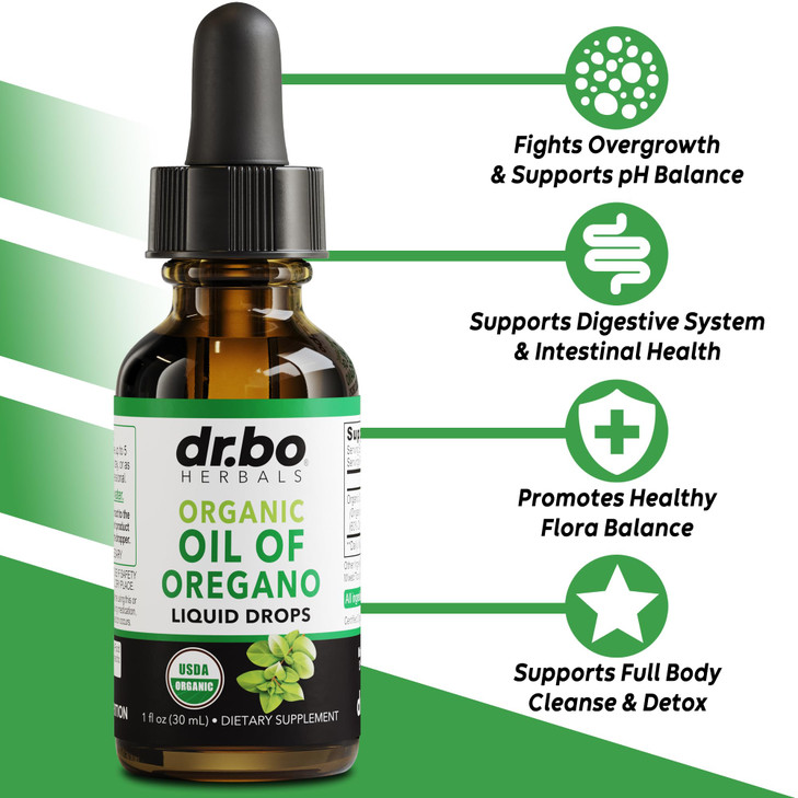 Oregano Oil Organic Liquid Drops - 6 Month Supply Organic Oil of Oregano Drops Liquid Tincture Extract, Cleanse, Detox, Immune Support, Digestive Gut