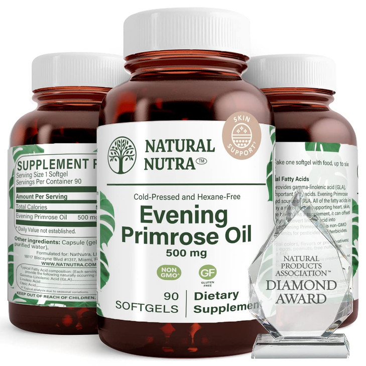 Natural Nutra Evening Primrose Oil Supplement from Fatty Acid, Nerve Health, Helps Reduce Skin Blemishes, Balance Body Secretions, Promote Heart Heal