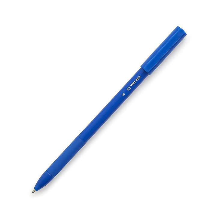 STAPLES TRU RED Ballpoint Gripped Pen Med Point 1.0mm Blue, Pack of 60