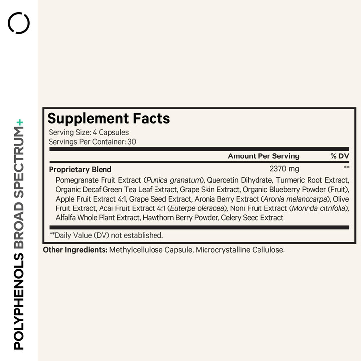 Codeage Polyphenols Broad Spectrum Supplement - Blend of 15 Berries, Fruits, and Botanical Extracts, Decaf Green Tea Leaf, Quercetin, Resveratrol, Po
