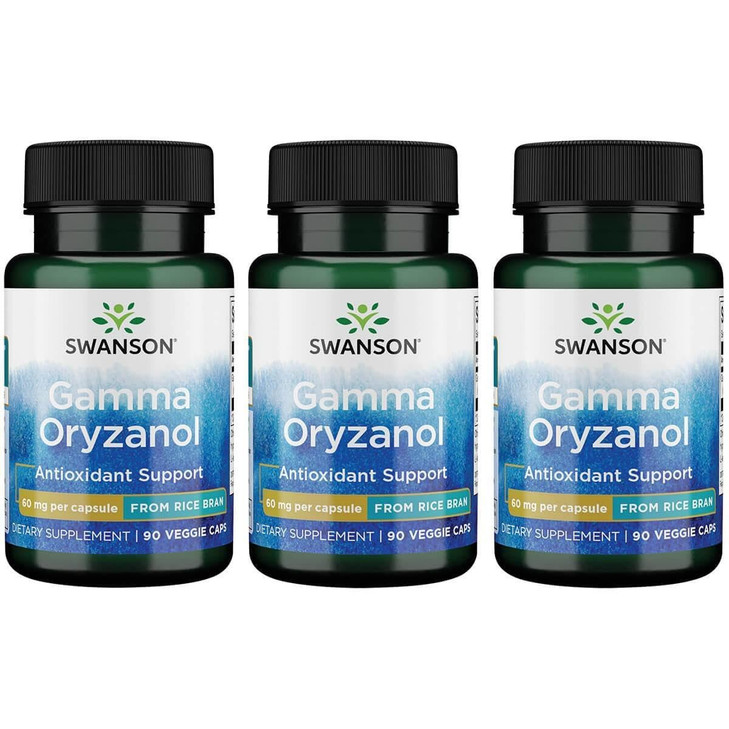 Swanson Gamma Oryzanol - from Rice Bran 60 mg 90 Veg Caps (3 Pack)