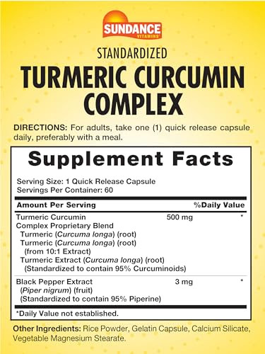 Sundance Turmeric Curcumin Complex | 60 Quick Release Capsules | Traditional Herbal Supplement | Non-GMO and Gluten Free Formula