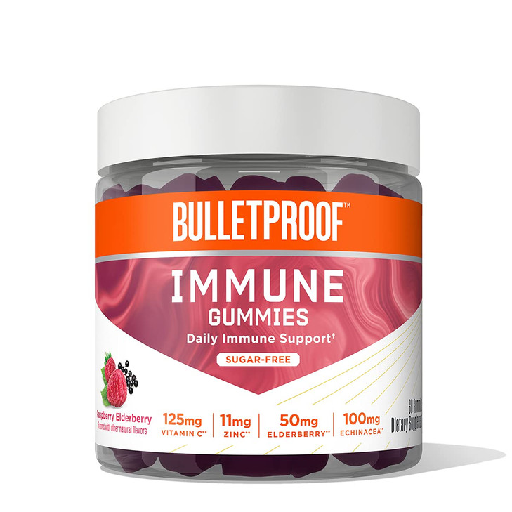 Bulletproof Sugar-Free Raspberry Elderberry Immune Gummies, 60 Count, Keto Supplement for Immune Support