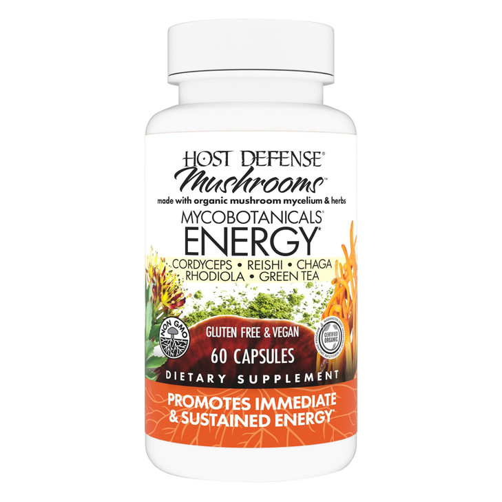 Host Defense MycoBotanicals Energy* Capsules - Energy & Respiratory Support Supplement - Herbal Green Tea Capsules - Respiratory Supplement with Cord