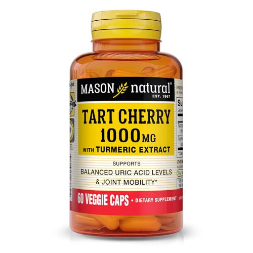 MASON NATURAL 1000mg Tart Cherry Extract with Standardized Turmeric, 60 Day Supply Capsules for Joint Support