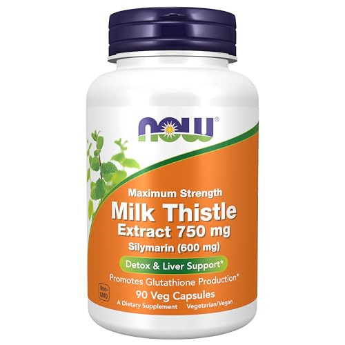 Now Foods Milk Thistle Extract 750 mg Silymarin (600 mg), Maximum Strength - 90 Veg Capsules
