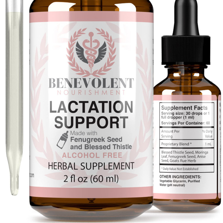 Lactation Supplement Breastfeeding Support Liquid - Breast Milk Supply Increase for Mothers, Organic Drops of Fenugreek Blessed Thistle Goats Rue Her