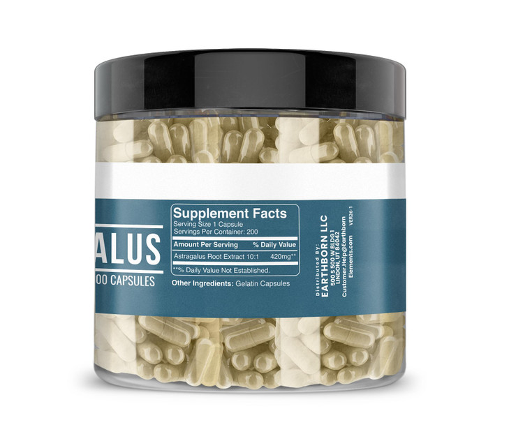 Earthborn Elements Astragalus Extract 200 Capsules, Pure & Undiluted, No Additives