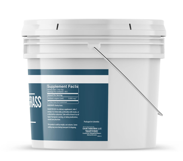 Earthborn Elements Barley Grass Powder, 1 Gallon Bucket, Herbal Supplement, Pure & Undiluted