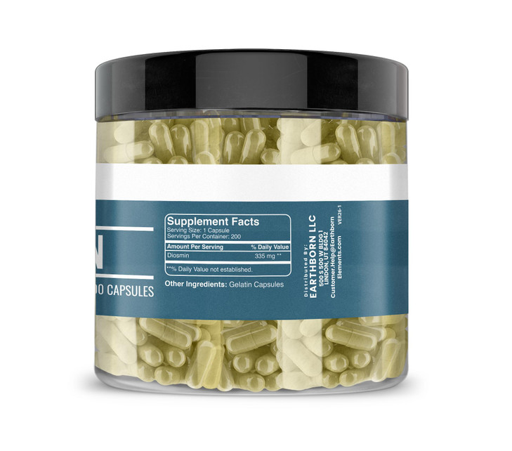 Earthborn Elements Diosmin Pure & Undiluted, No Additives (200 Capsules)