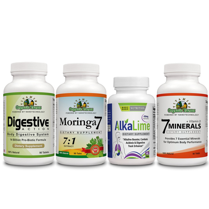 Alcalosis Control Kit - The Banlance pH - Vitamin C + 7 Minerals + Alkaline + Moringa 7 + Digestive Action - Dietary Supplements