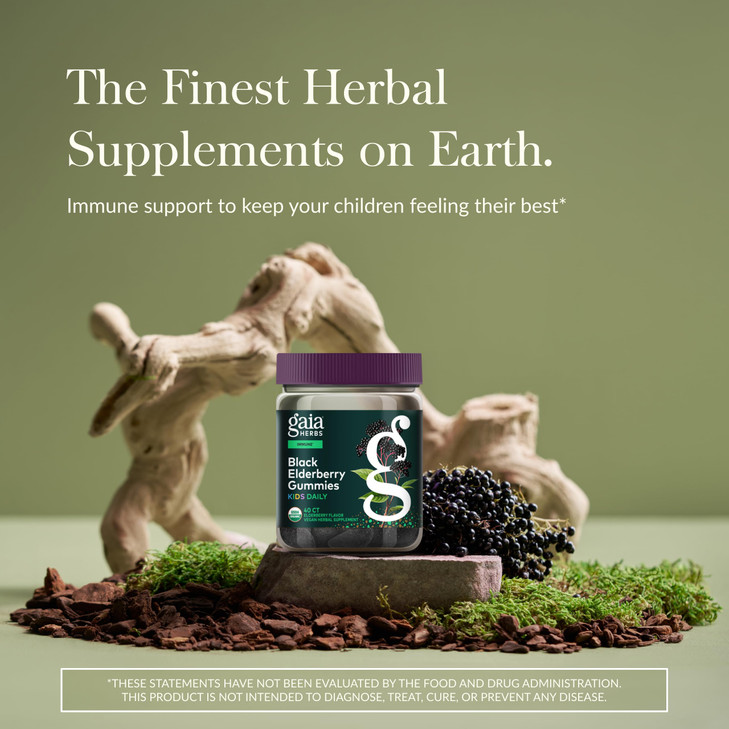 Gaia Herbs GaiaKids Black Elderberry Daily Gummies for Kids - Delicious Immune Support Supplement - Certified Organic Black Elderberries for Immune S