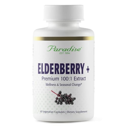 Paradise Herbs Elderberry with Zinc Extract, Supports Body's Natural Defenses, Super Potent, Ultra Pure, Vegan, Non GMO, Gluten Free, 60 Vegetarian C