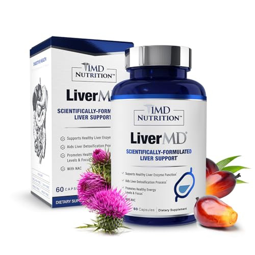 1MD Nutrition LiverMD - Liver Support Supplement | Siliphos Milk Thistle Extract & NAC - Supports Healthy Energy, Immunity & Overall Health - Liver C