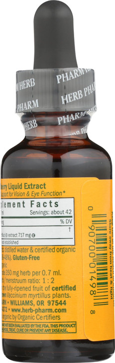 Herb Pharm Bilberry Liquid Extract for Eye and Vision Support - 1 Ounce