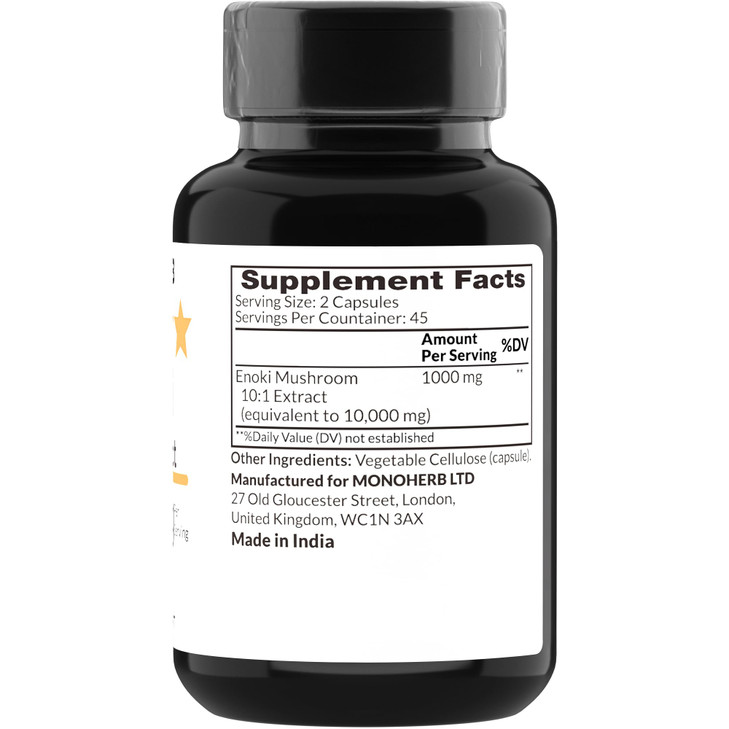 MONOHERB Enoki Mushroom Extract 1000 mg - 90 Vegetarian Capsules