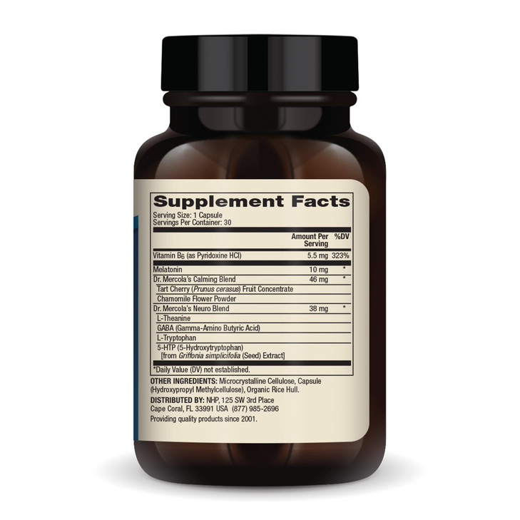 Dr. Mercola Sleep Support with Melatonin, 10 mg Melatonin Per Serving, 30 Servings (30 Capsules), Dietary Supplement, Supports Healthy Sleep and Ment