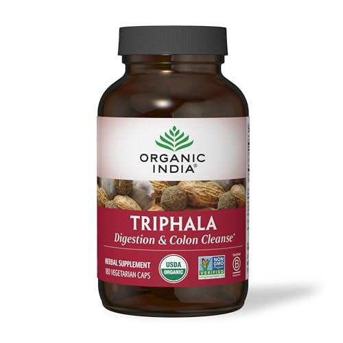 ORGANIC INDIA Triphala Capsules Organic - Herbal Supplement with Amla, Bibhitaki, Haritaki, Digestion & Colon Support, Immune System Support, Adaptog