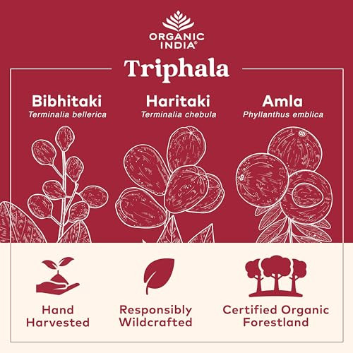 ORGANIC INDIA Triphala Capsules Organic - Herbal Supplement with Amla, Bibhitaki, Haritaki, Digestion & Colon Support, Immune System Support, Adaptog