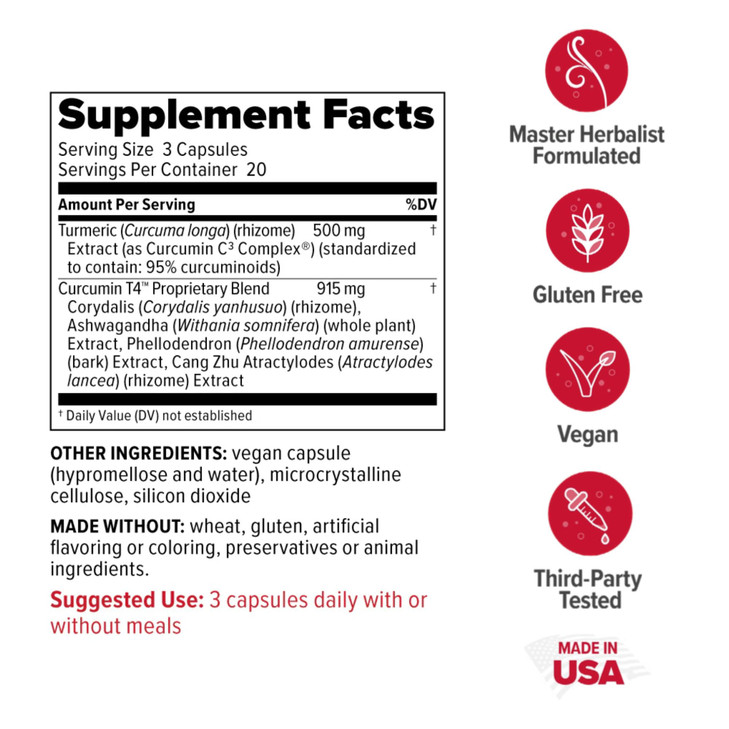 Redd Remedies, Curcumin T4, Advanced Turmeric Formula, 60 Vegan Capsules