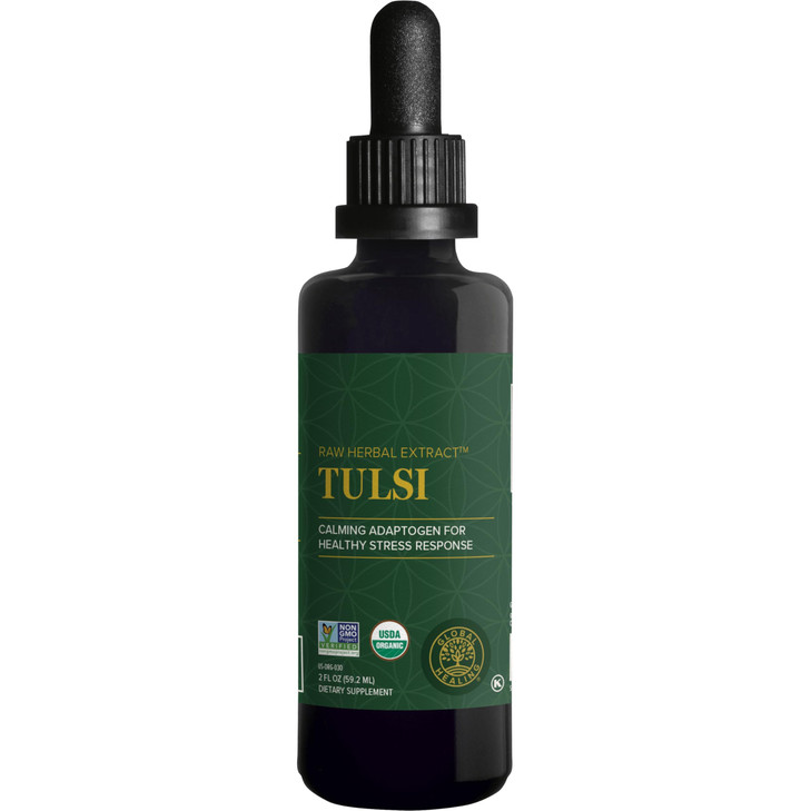 Global Healing Center - Organic Tulsi (Holy Basil Leaf Extract) Vegan Liquid Supplement Drops (Organic Basil) - Bioavailable Herb for Normal Stress R