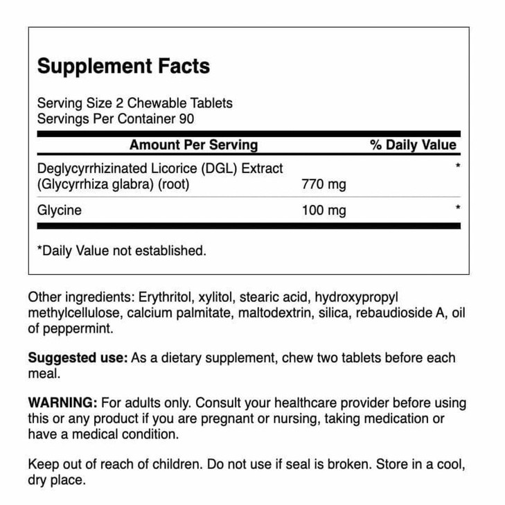 Swanson Dgl (Licorice) 385 Milligrams 180 Chwbls