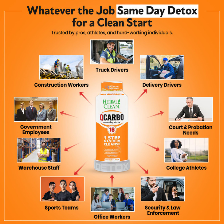 Herbal Clean Qcarbo16 Same-Day Detox Cleanse Drink (16 fl oz) - Orange Flavor Full Body Cleanse* Detox Drink for Moderate Toxin Level*, Vitamin B2 an