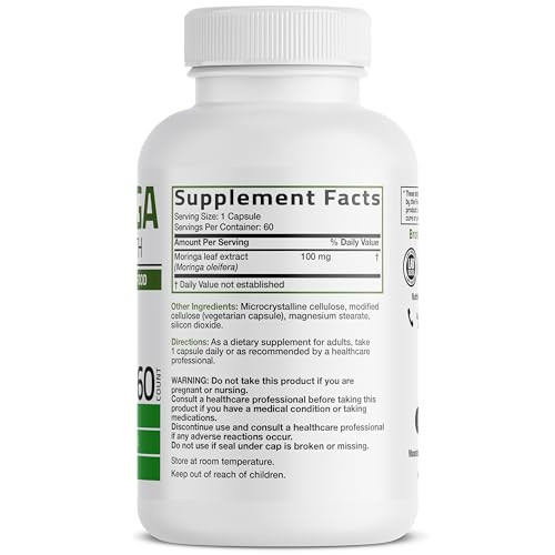 Bronson Moringa Extra Strength Capsules Moringa Oleifera Powder, 60 Count