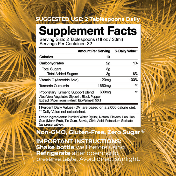 Tropical Oasis Liquid Turmeric Curcumin w/Bioperine - 1650mg Maximum Strength Turmeric Supplement with Black Pepper & Vitamin C - 98% Absorption Rate