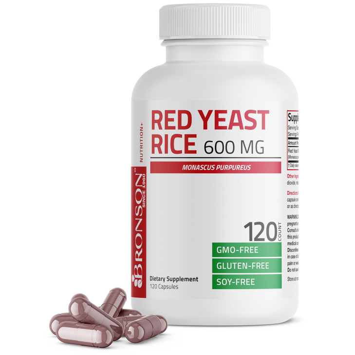 Bronson Red Yeast Rice 600 MG Monascus Purpureus Herbal Health, Non-GMO, 250 Capsules