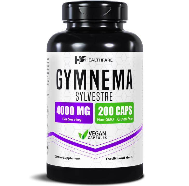 Healthfare Gymnema Sylvestre Supplement Extract 4000mg | 200 Vegan Capsules | Standardized Herbal Supplement for Metabolic Balance & Carbohydrate Sup