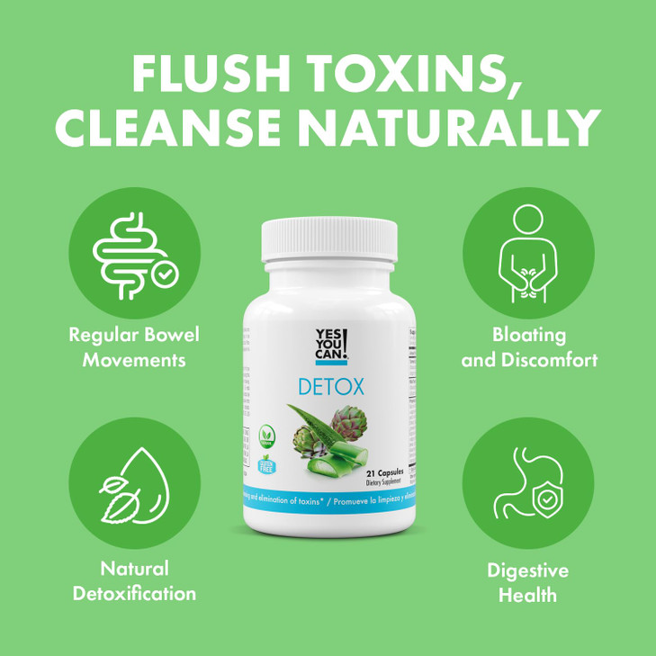 Yes You Can! Natural Detox Pills - Diuretic Cleanse with Electrolytes & Vitamins - Helps with Water Retention - Gluten-Free, 21 Capsules