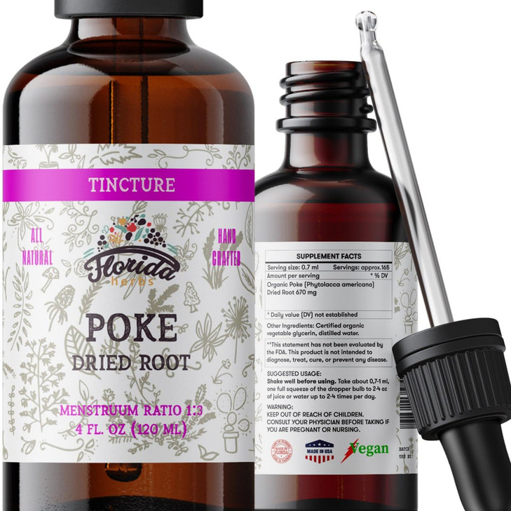 FLORIDA HERBS Organic Poke Root Tincture | Poke Extract Liquid for Immune & Lymphatic Support | Alcohol-Free, Vegan, Non-GMO Supplement | Made in USA