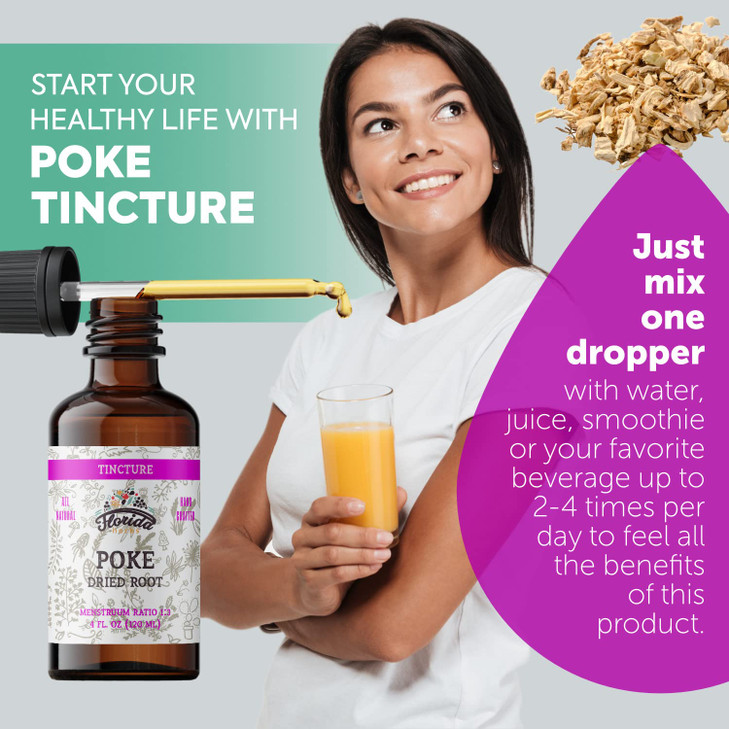 FLORIDA HERBS Organic Poke Root Tincture | Poke Extract Liquid for Immune & Lymphatic Support | Alcohol-Free, Vegan, Non-GMO Supplement | Made in USA