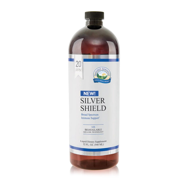 Nature's Sunshine Silver Shield Liquid, 32 Fl Oz | Colloidal Silver Liquid with Aqua Sol Technology Provides Immune Support and Protection