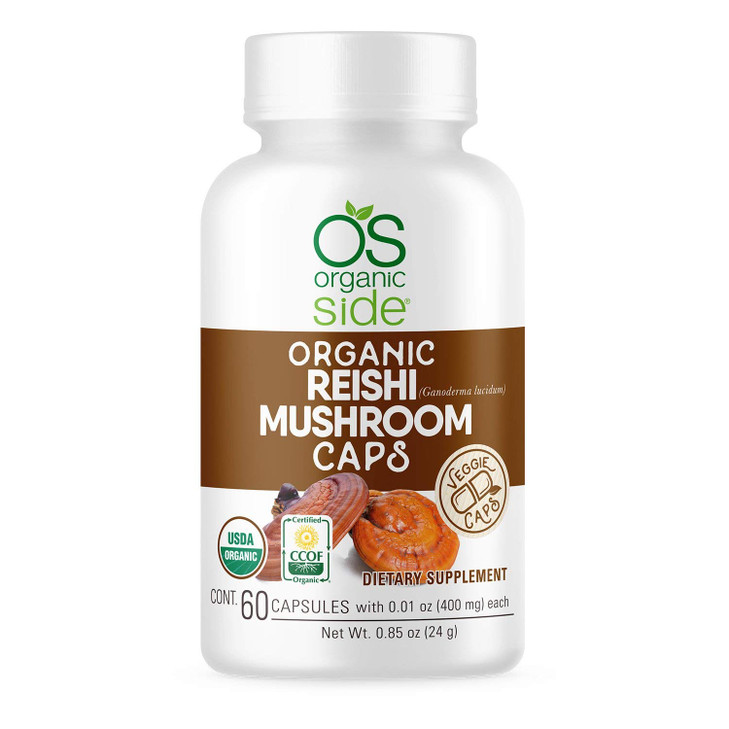 OS Organic Side | Reishi Mushroom Capsules | 60 Vegan Adaptogen Capsules for Immune Support & Stress Relief | USDA Certified, Non-GMO, Natural Wellne
