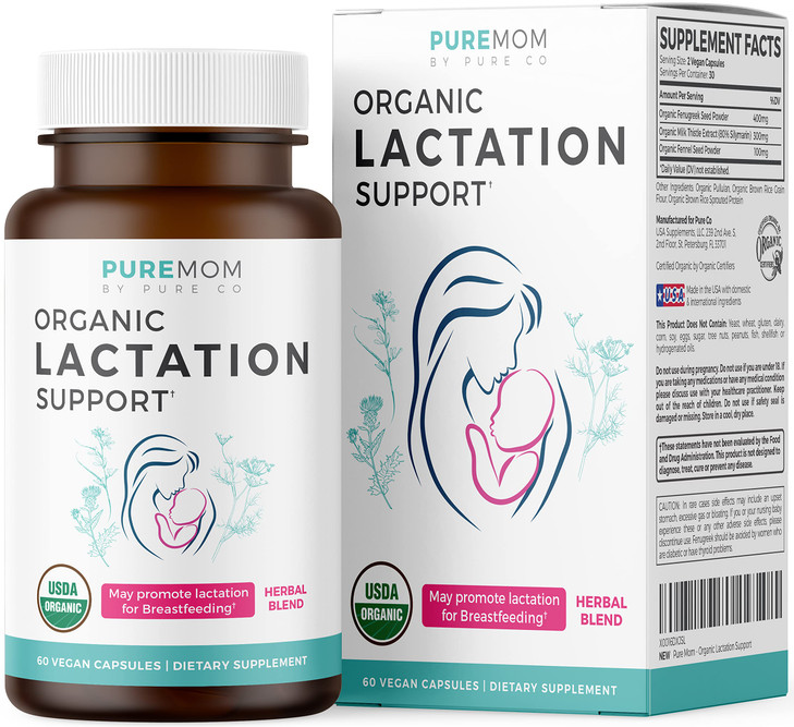 USDA Organic Lactation Supplement - Increase Milk Supply with Herbal Breastfeeding Support - Aid for Mothers - Organic: Fenugreek Seed, Fennel & Milk