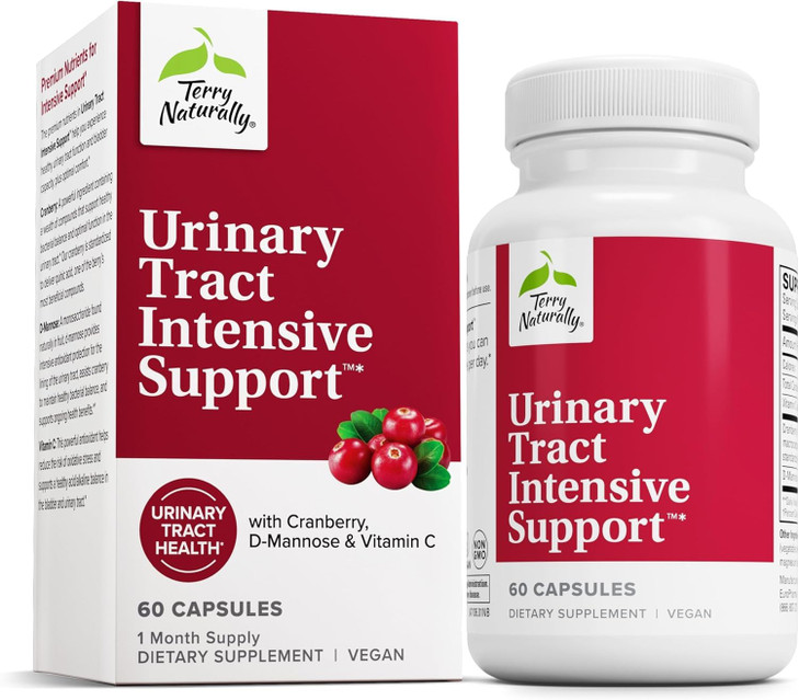Terry Naturally Urinary Tract Intensive Support - Supplement with Cranberry for Bladder Health Support - Kidney Health Supplement with D-Mannose & Vi
