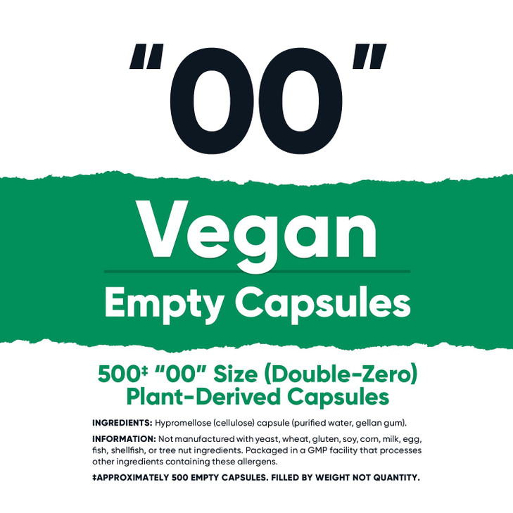 Nutricost Empty Capsules Size 00 Vegan - 500 Clear Empty Plant-Based Capsules - Kosher Certified, Halal Certified, Non-GMO, Soy Free, Gluten Free, Ve