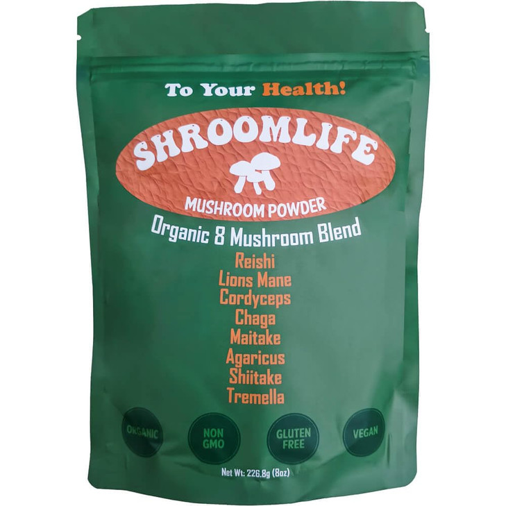 8 Mushroom Blend | 100% Pure Fruiting Body Superfood | Fruiting Body Extract of Lion's Mane, Reshi, Chaga, Cordyceps, Maitake, Agaricus, Shiitake, Tr