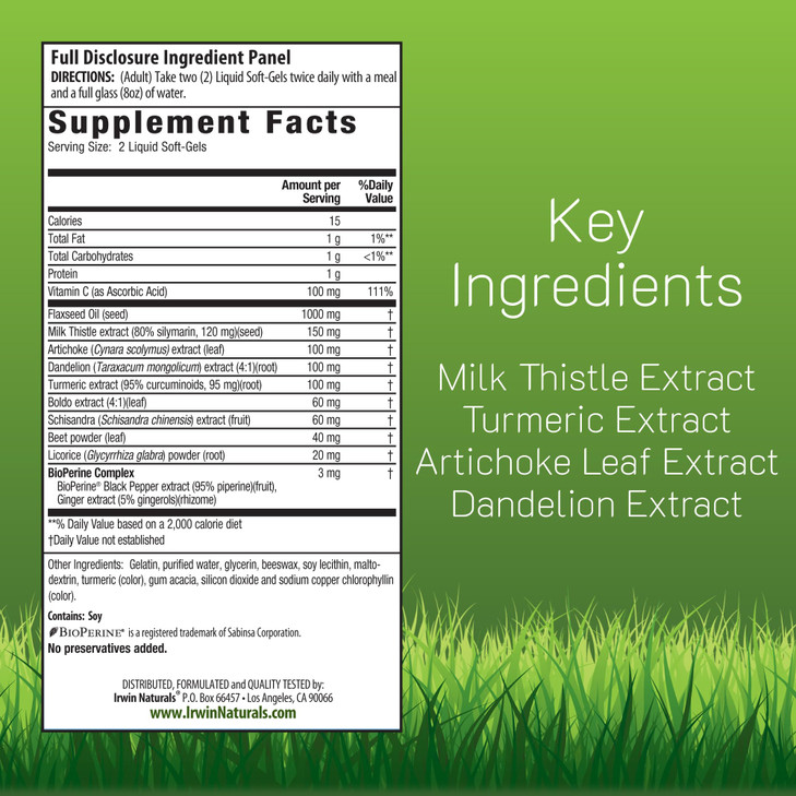 Irwin Naturals Milk Thistle Liver Detox - 60 Liquid Soft-Gels, Supports Liver Health with Dandelion, Artichoke, Turmeric & Green Beet Root - 30 Total