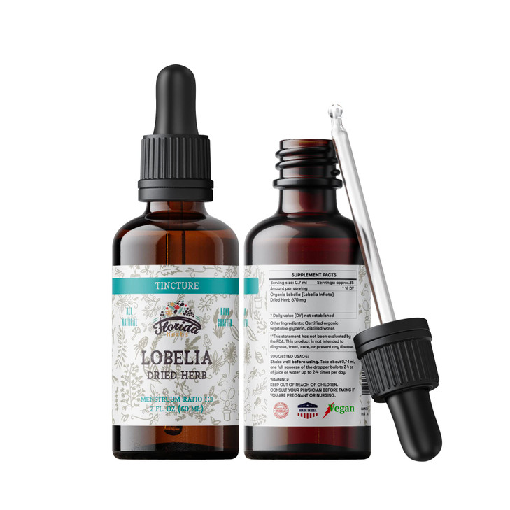 FLORIDA HERBS Lobelia Tincture, Organic Lobelia Extract, Lobelia Drops (Lobelia Inflata) Dried herb